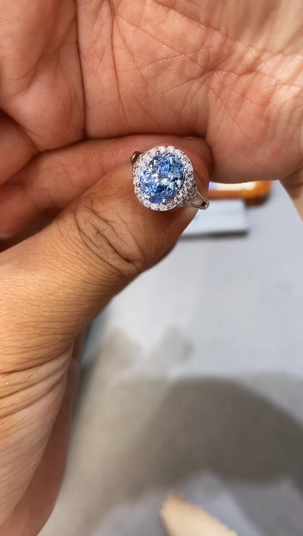 海蓝宝石戒圈银S925镶嵌..........