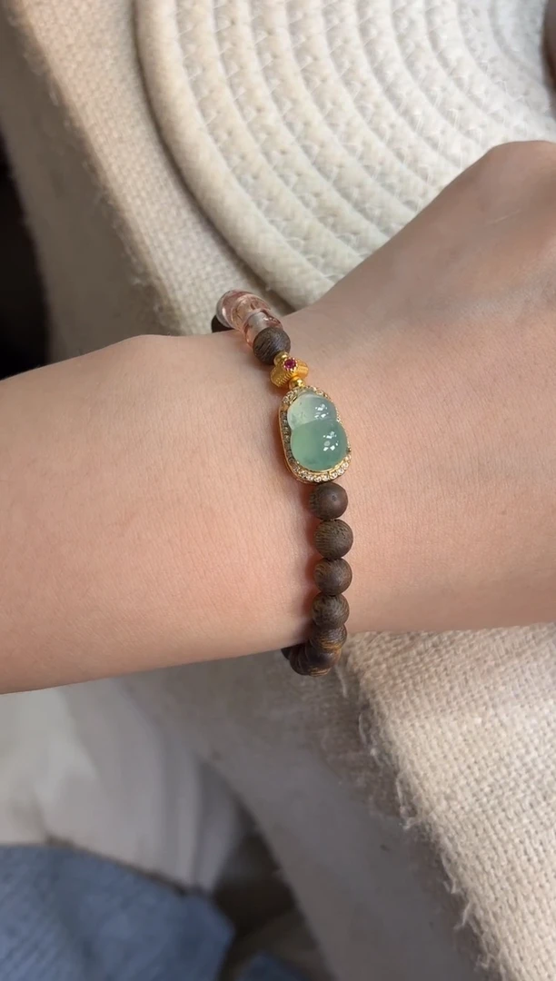 吊坠(不含链)银S925镶嵌翡翠手串