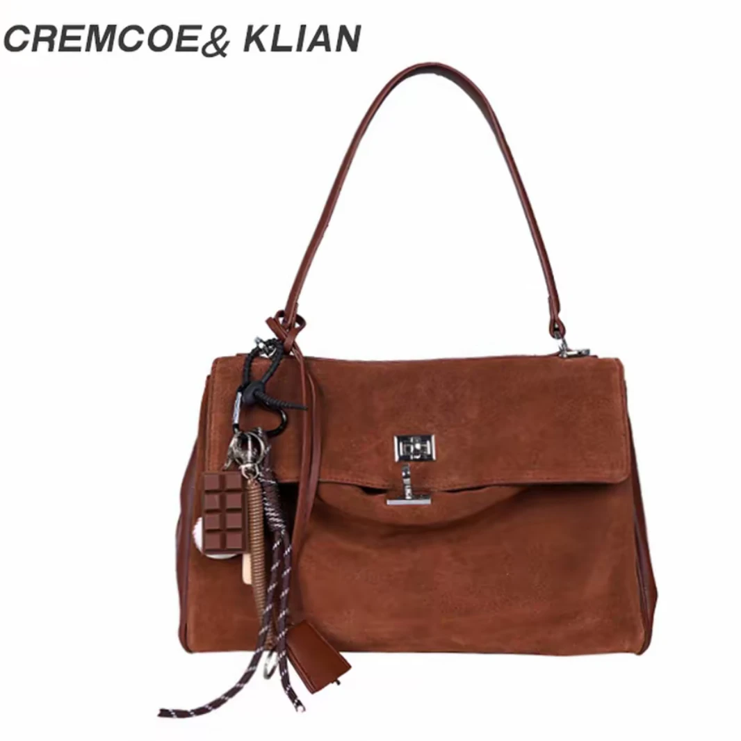 【官方正品 Cremcoe&Klian】磨砂皮小众手提凯莉包慵懒风斜挎包