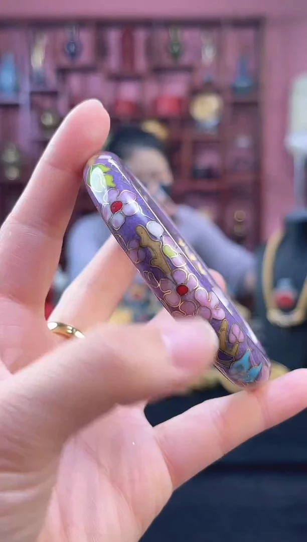 非遗 景泰蓝棍镯 55-60/宽版 紫色