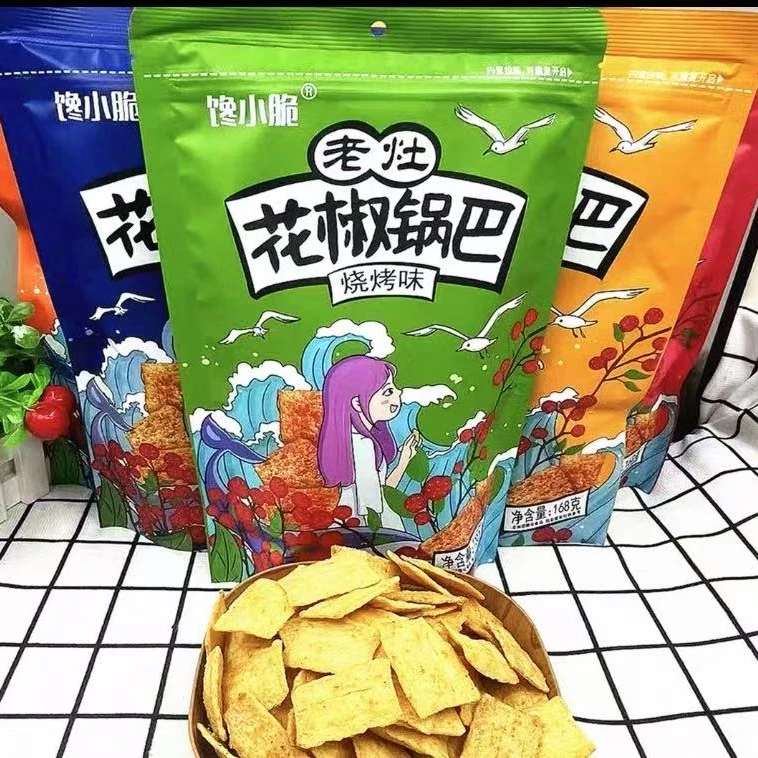 馋小脆老灶花椒锅巴牛排椒麻川辣解馋小吃网红膨化休闲零食