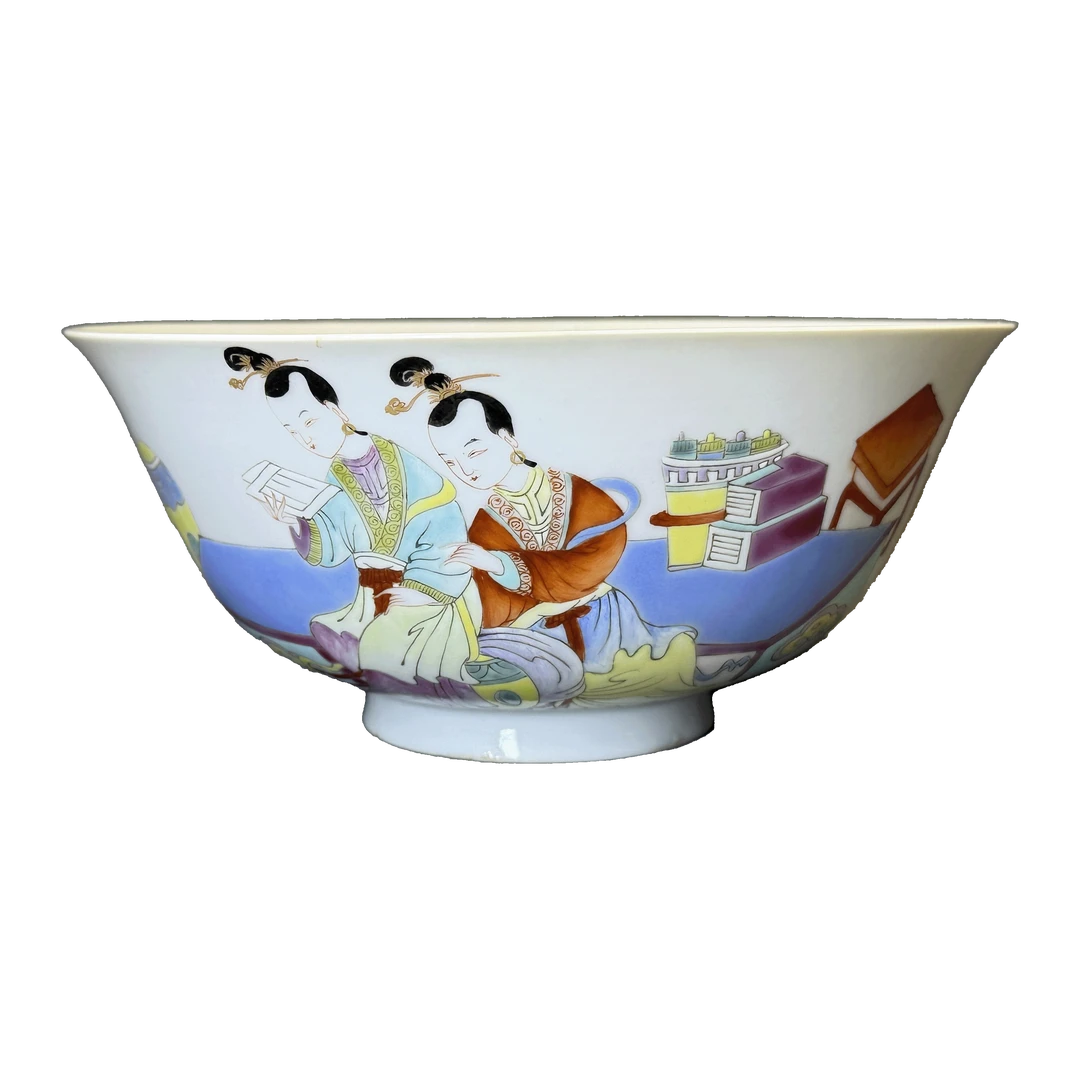 25182143t粉彩仕女纹碗