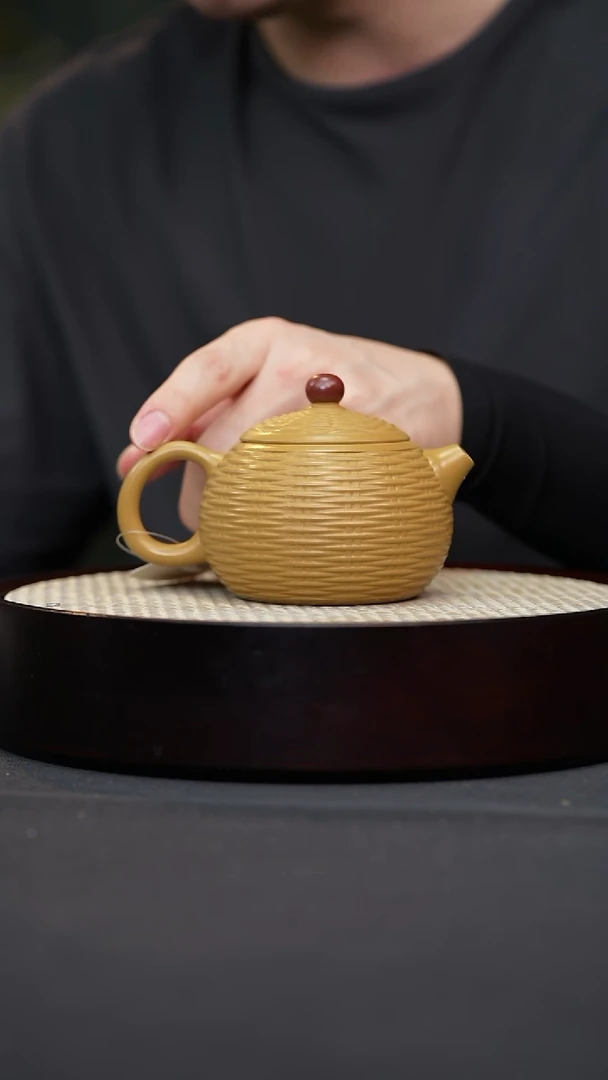 茶壶紫砂15 黄金段泥竹编西施原矿紫砂壶