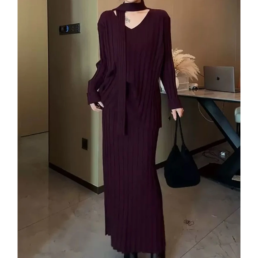 秋冬时尚气质针织两件套潮流女装显瘦