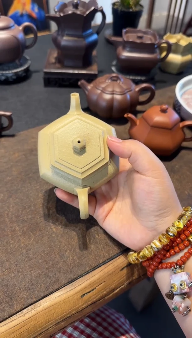 茶壶紫砂汉*大彬六方 本绿