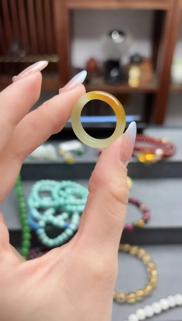 【闪购商品】和田玉指环未镶嵌糖白料指环17-18号 BDD