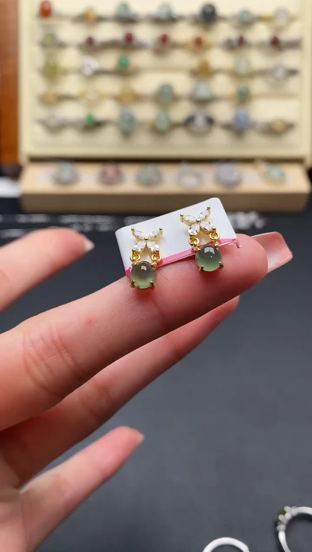 银S925镶嵌戒指翡翠444444+8