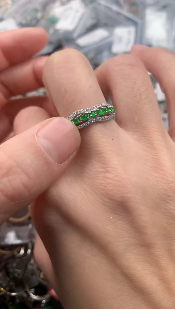 银S925镶嵌戒指翡翠2                        3