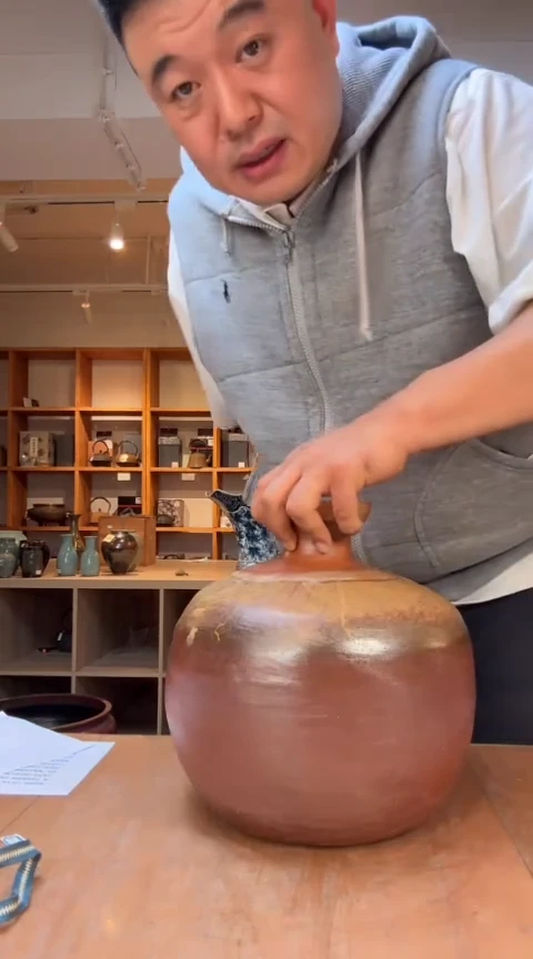 花瓶永****成日本备前烧花器