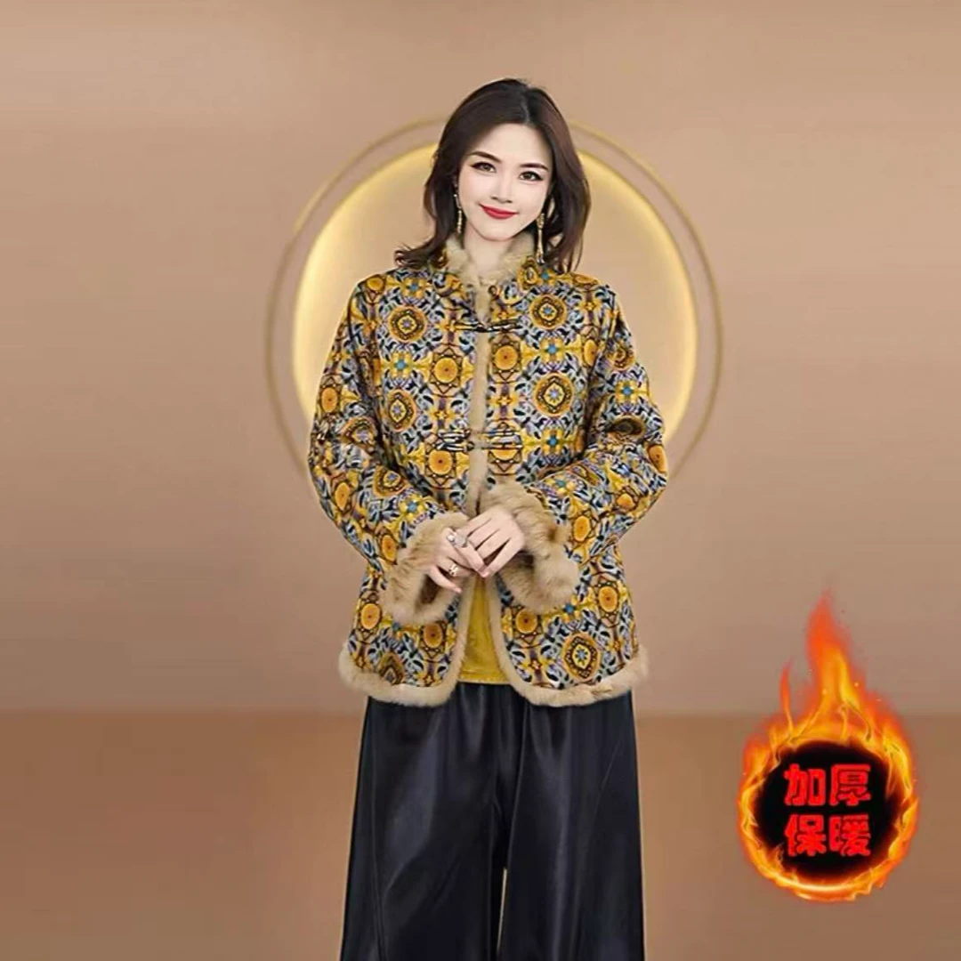 锦惜~新中式国风复古花色圆领外套JS16