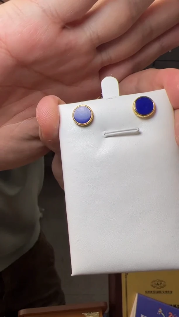 【闪购商品】青金石耳钉银S925镶嵌约8mm高品质青金石圆形耳钉