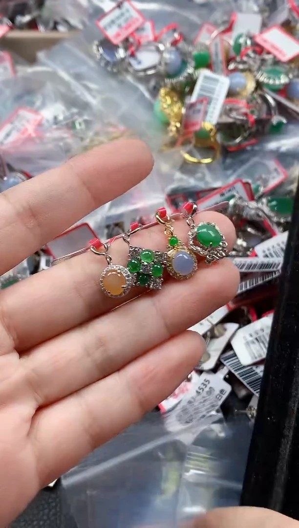 银S925镶嵌戒指翡翠天然A货缅甸翡翠