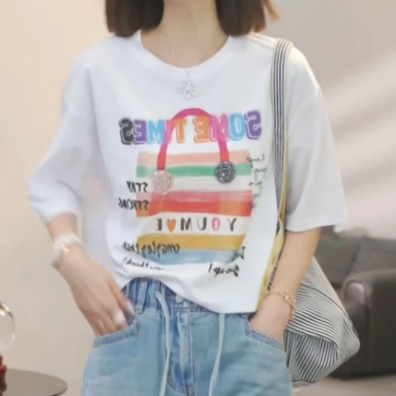 【彩色包包】2025夏季新款时尚休闲气质T恤上衣LK2503657