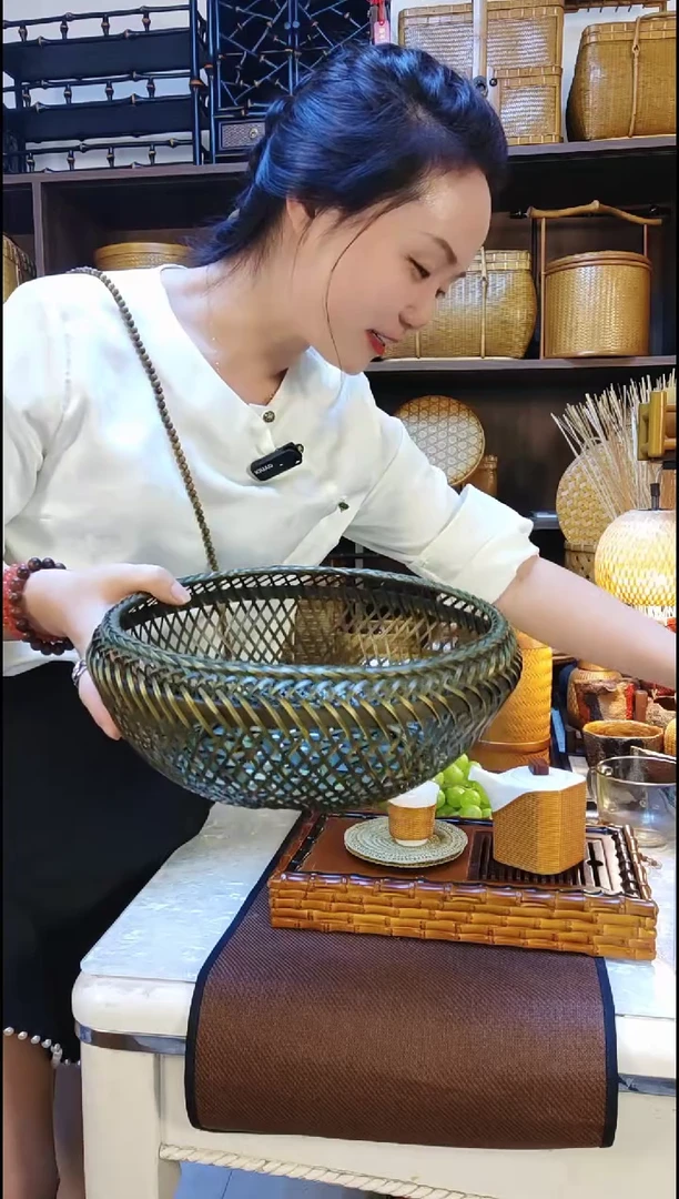 入香盛笼桶竹纯手工竹编茶盘茶具收纳茶道摆