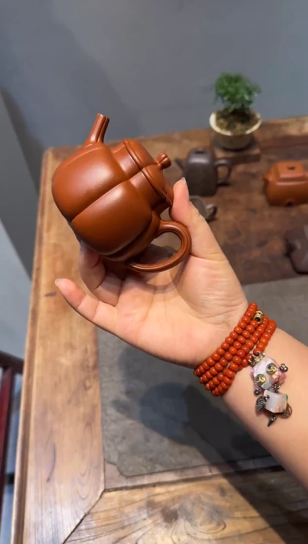 茶壶紫砂稳***福繁花 朱泥