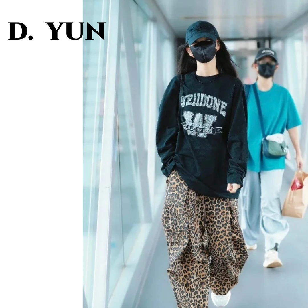 云村-【美式高街feel】田曦薇侯明昊同款 落肩字母长袖T恤