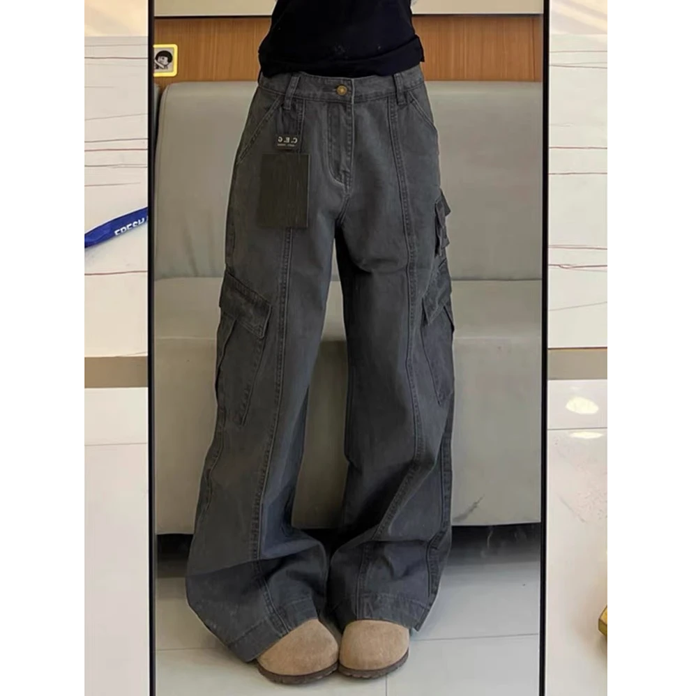 美式复古多口袋工装裤cleanfit宽松直筒百搭休闲裤男女