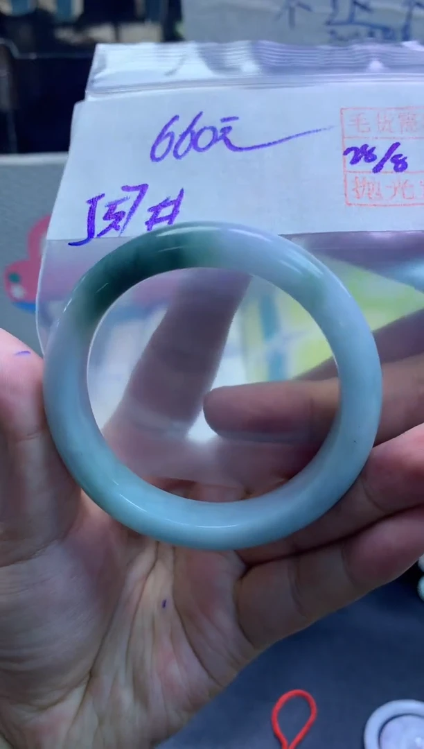 未镶嵌定制翡翠69 手镯55#660元毛货需抛光