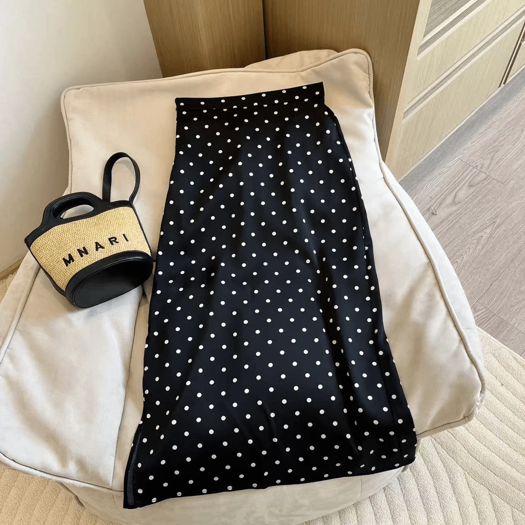 波点印花百搭A字半裙气质高腰时尚2025年夏季新款显瘦半身裙复古