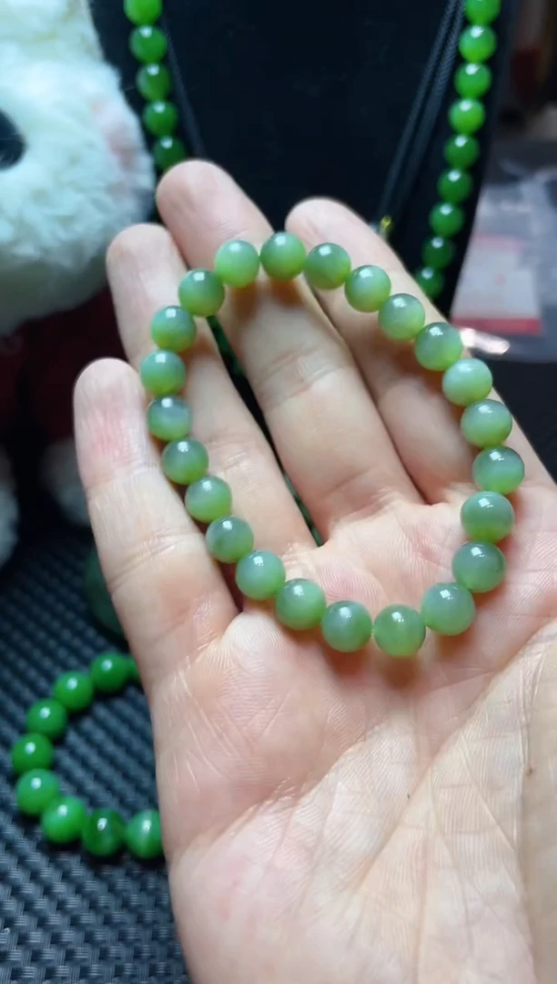 手串未镶嵌和田玉和田玉碧玉手串猫眼8mm