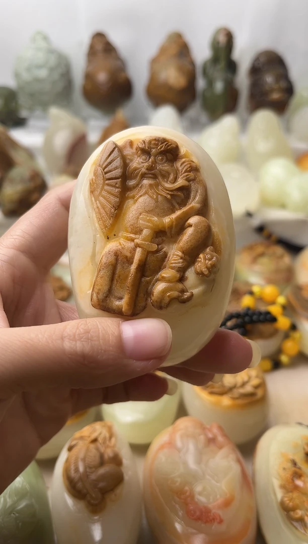 石材古青石棉纹正常不退换钟馗微瑕