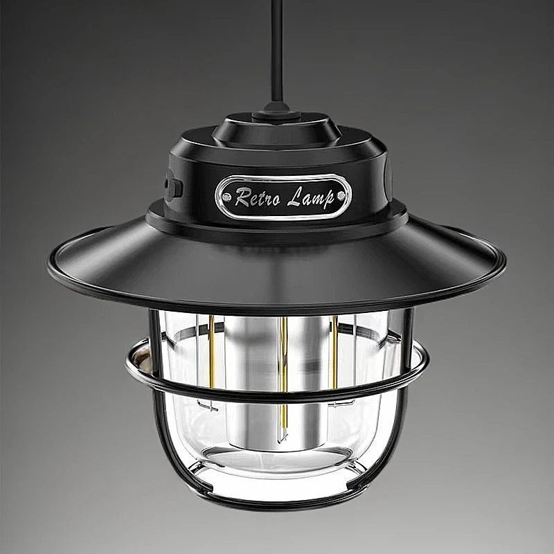 新款户外露营帐篷野营复古手提营地氛围庭院小吊灯夜市摆摊充电式