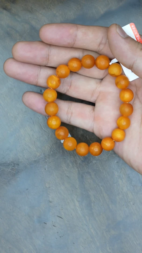 【闪购商品】琥珀裸石未镶嵌老蜡橘皮手串