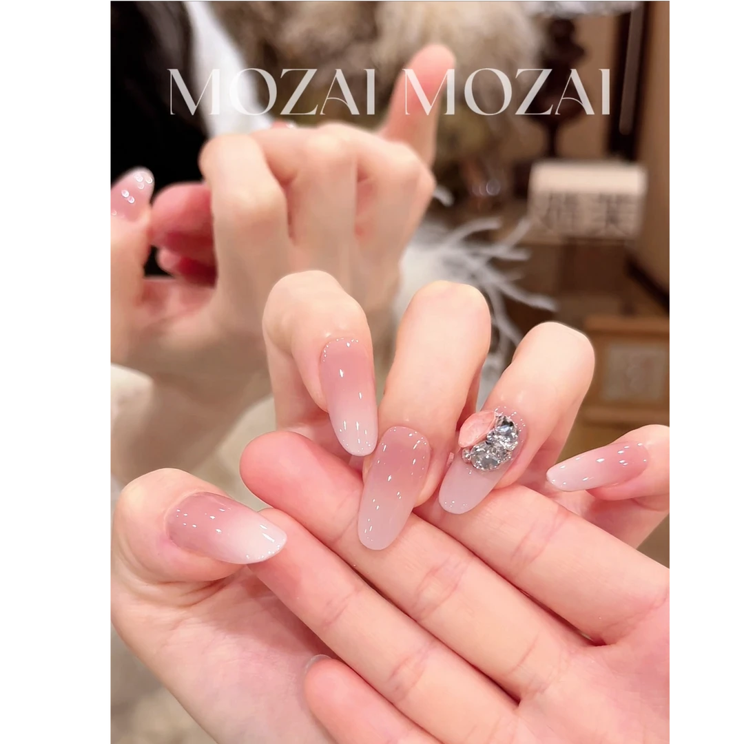 茉哉【施家全华钻/蜜桃酱】纯手工定制美甲拆卸穿戴甲A5409