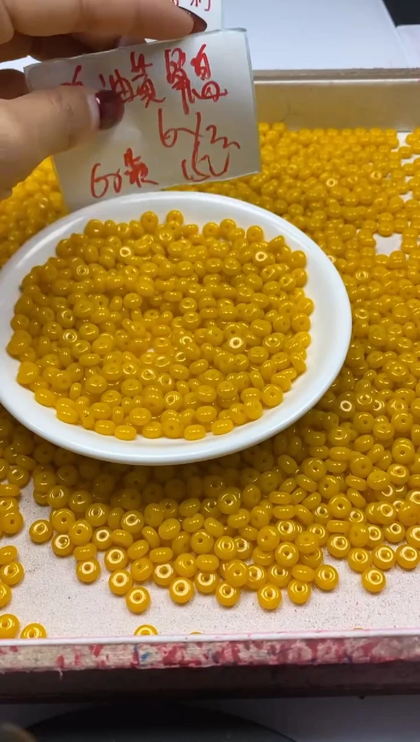 【闪购商品】玛瑙/玉髓颈饰未镶嵌w2118鸡油黄算盘6*3mm*60颗