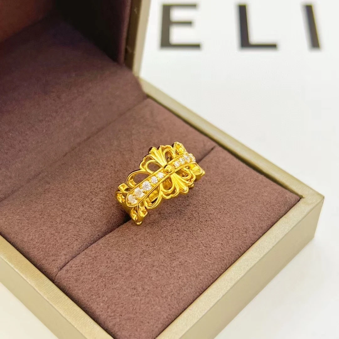 黄金足金999 皇冠镶钻黄金戒指精致百搭节日惊喜送礼好物