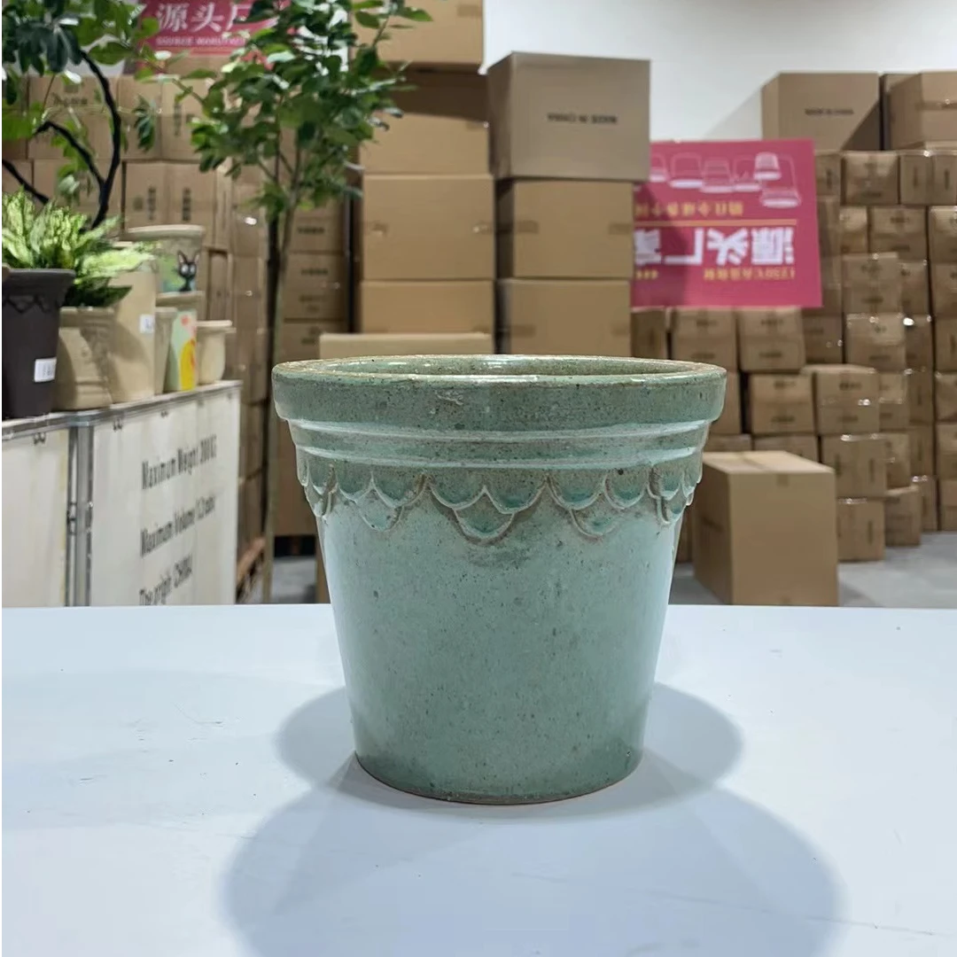 花边16橄榄绿花盆
