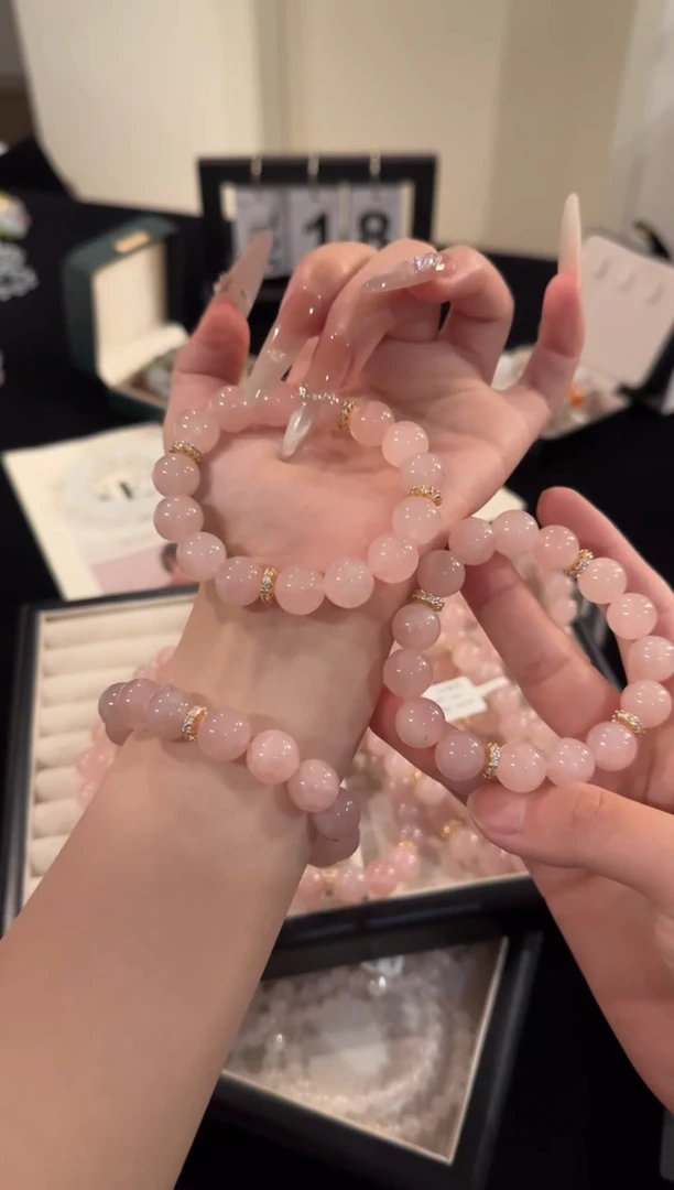 水晶手串合金粉水晶x2062