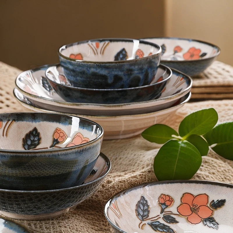 【套餐】初辻樱日本进口釉下彩碗盘餐具高颜值陶瓷餐具盘子饭碗套装