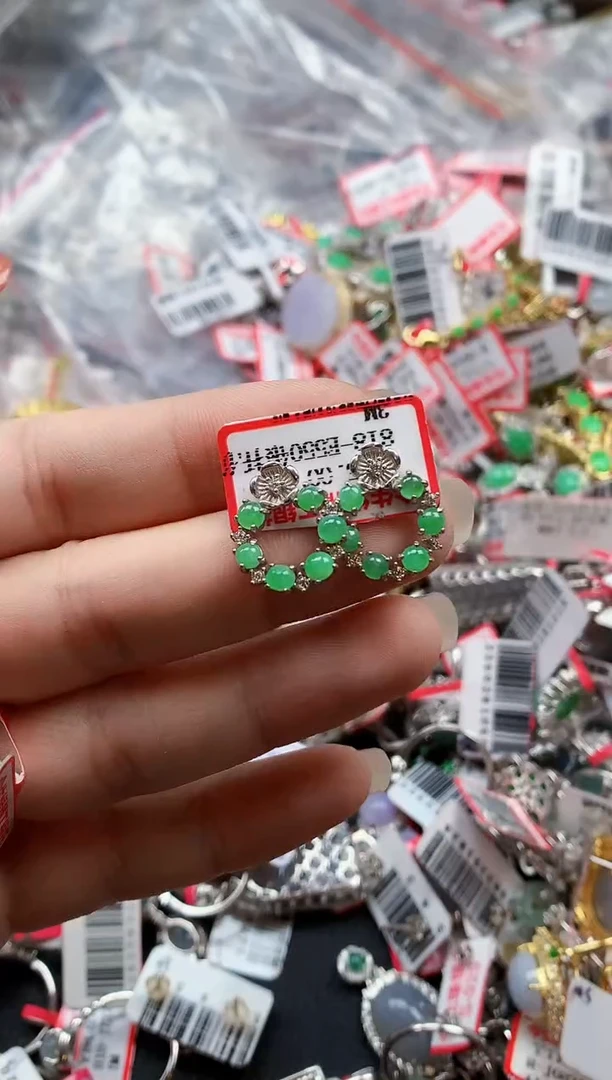 银S925镶嵌戒指翡翠天然A货缅甸翡翠