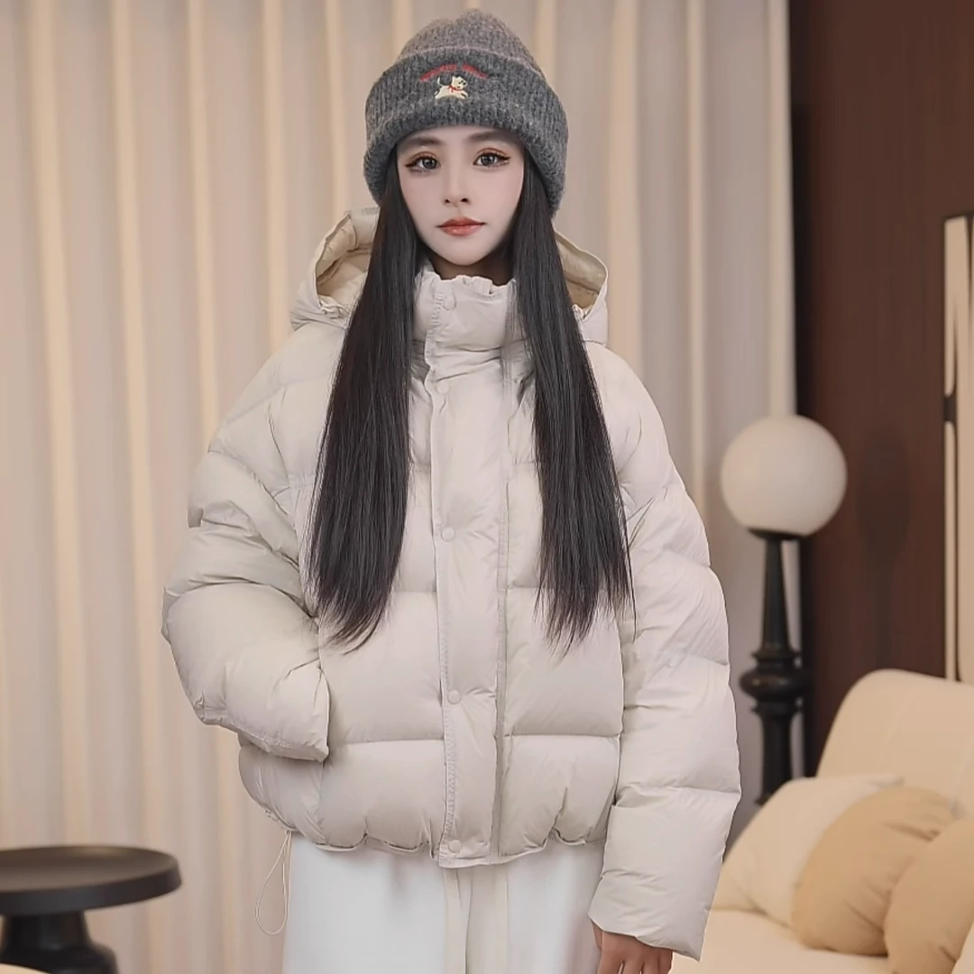 休闲短款羽绒服女脱卸帽泡芙韩版加厚外套百搭冬季小个子气质保暖