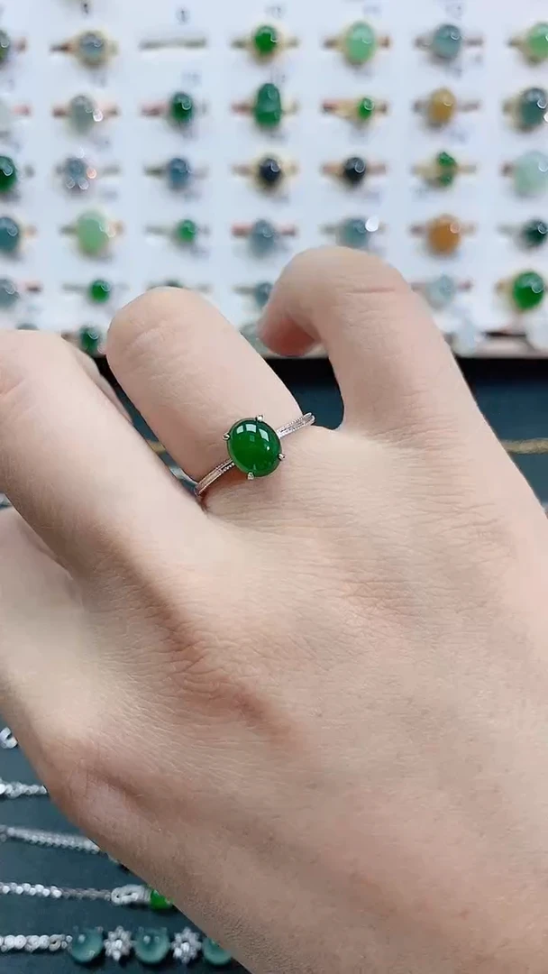 银S925镶嵌戒指翡翠天然翡翠