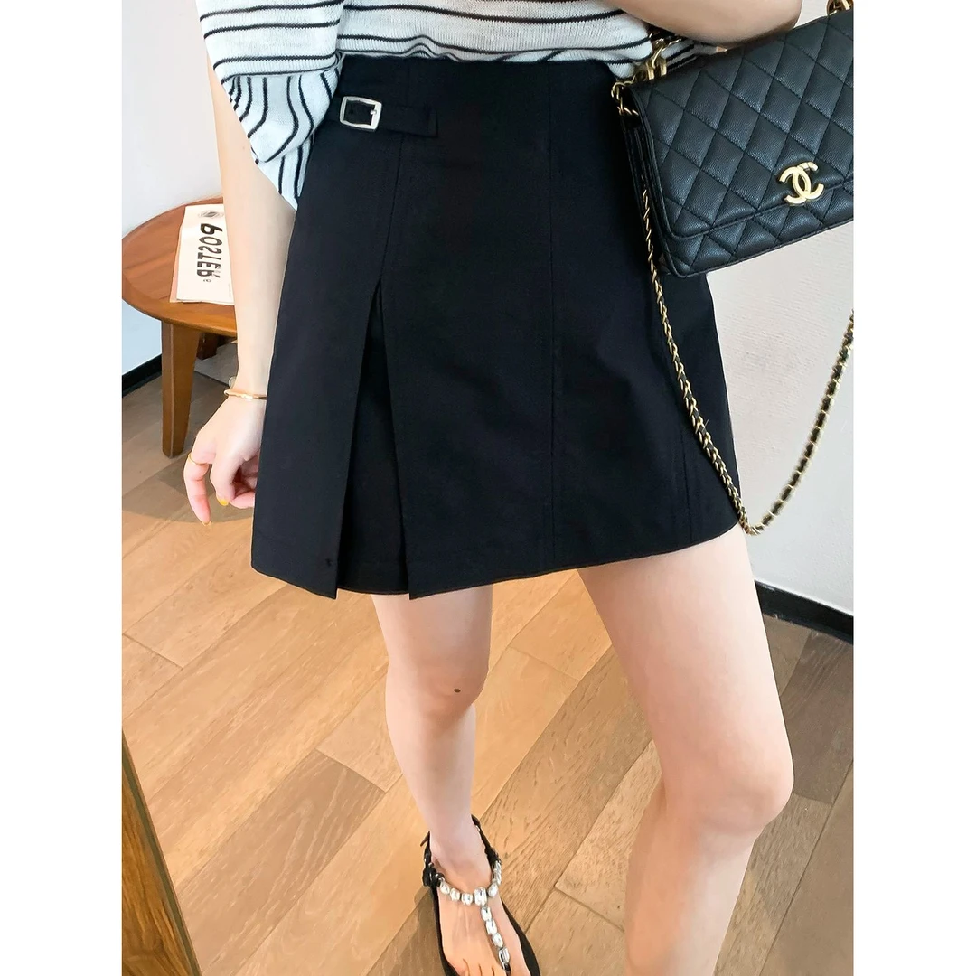 韩系高腰显瘦开叉半身裙女2026夏季新款女洋气百搭显瘦A字短裙裤