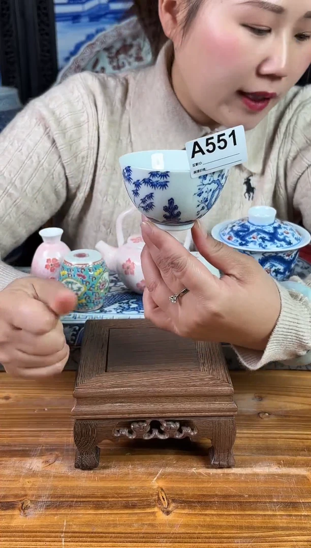 摆件景德镇陶瓷茶杯茶具摆件A551