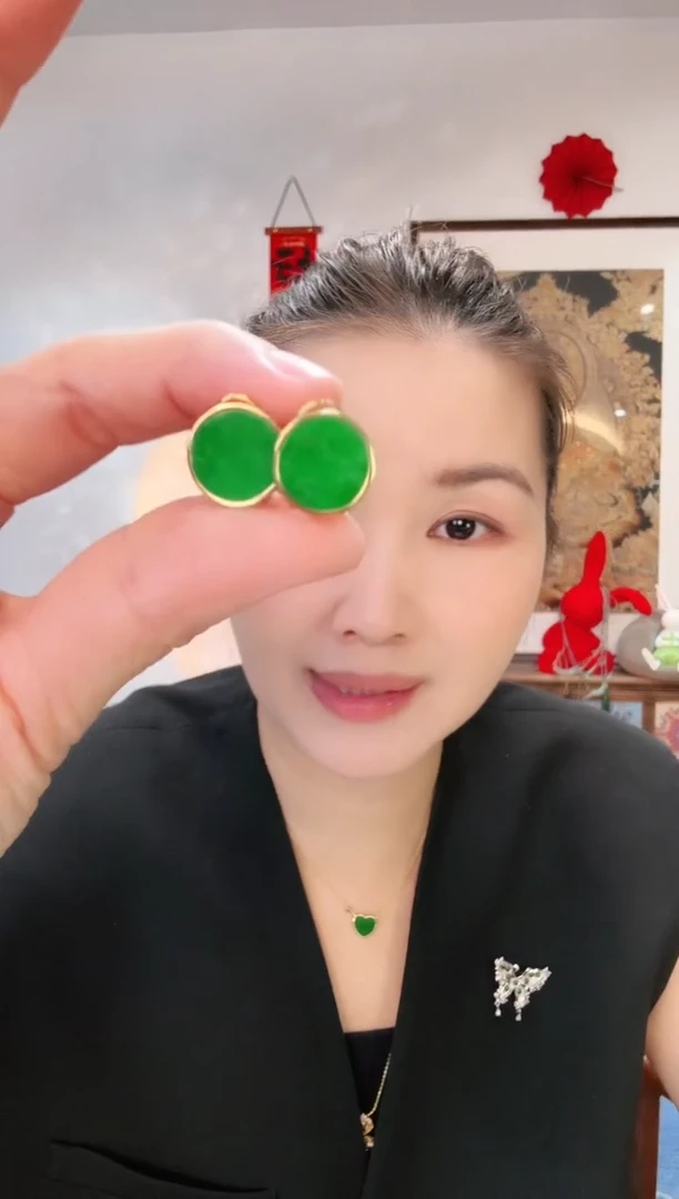 【闪购商品】翡翠耳饰银S925镶嵌耳饰
