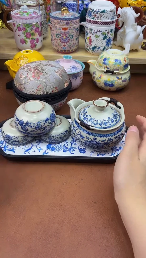 陶瓷茶具摆件旅行套组