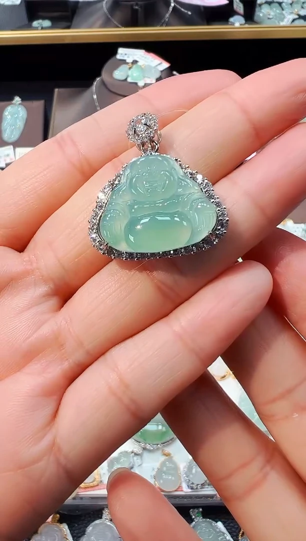 【闪购商品】翡翠吊坠(不含链)银S925镶嵌佛公吊坠