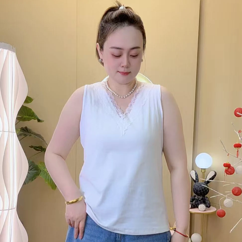 2025夏季新款背心拼接蕾丝边通勤气质百搭外穿简约宽松时尚827362