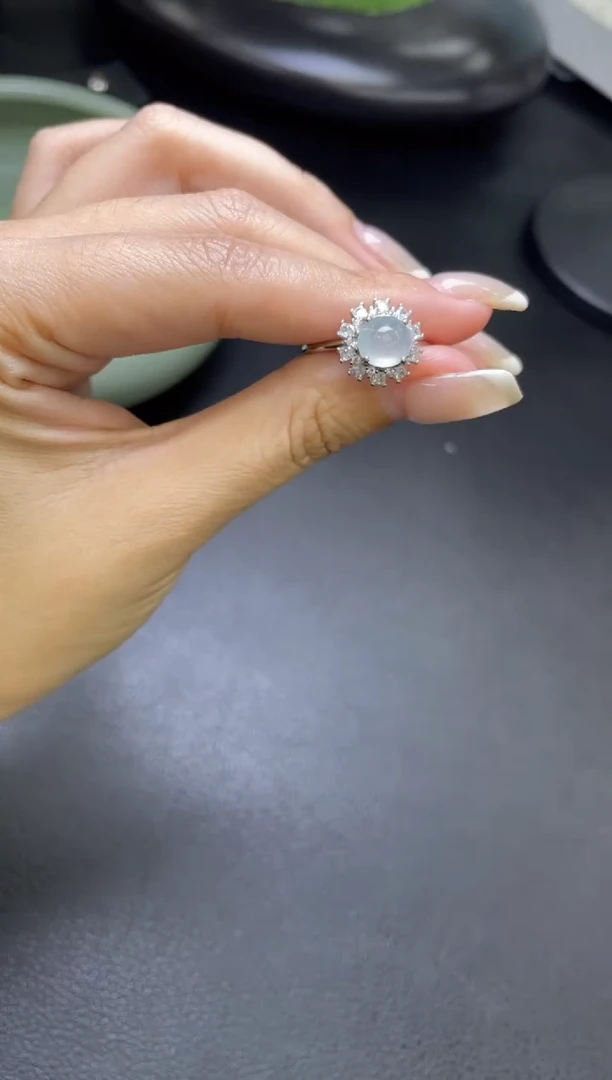 翡翠戒指银S925镶嵌戒指