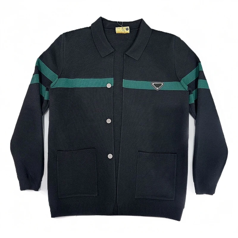 2024男士针织开衫2100时尚休闲百搭黑色潮流拼接秋季男款秋款修身