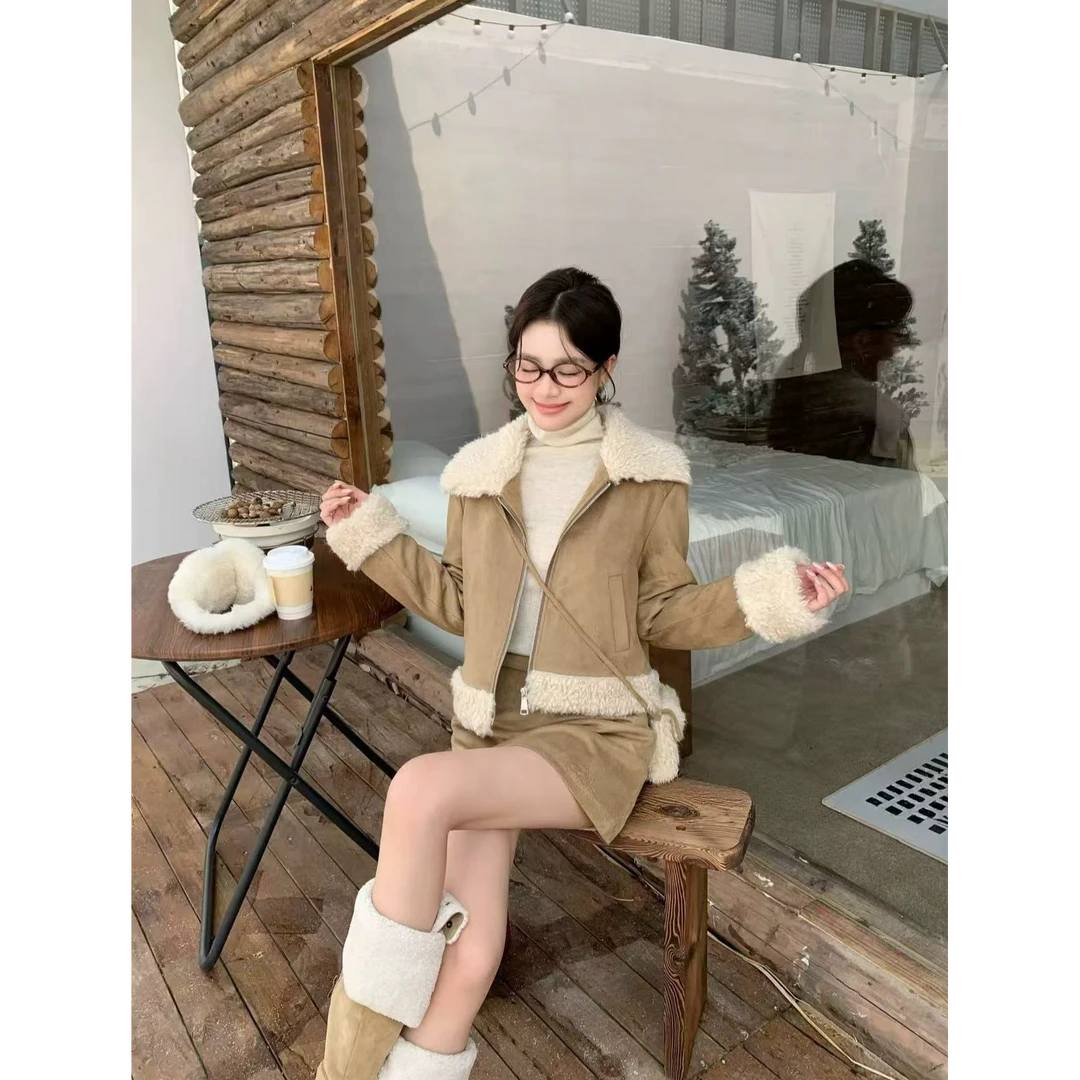 【浅浅专属】韩版休闲风短款秋冬棉服休闲女装轻熟风时尚套装-002