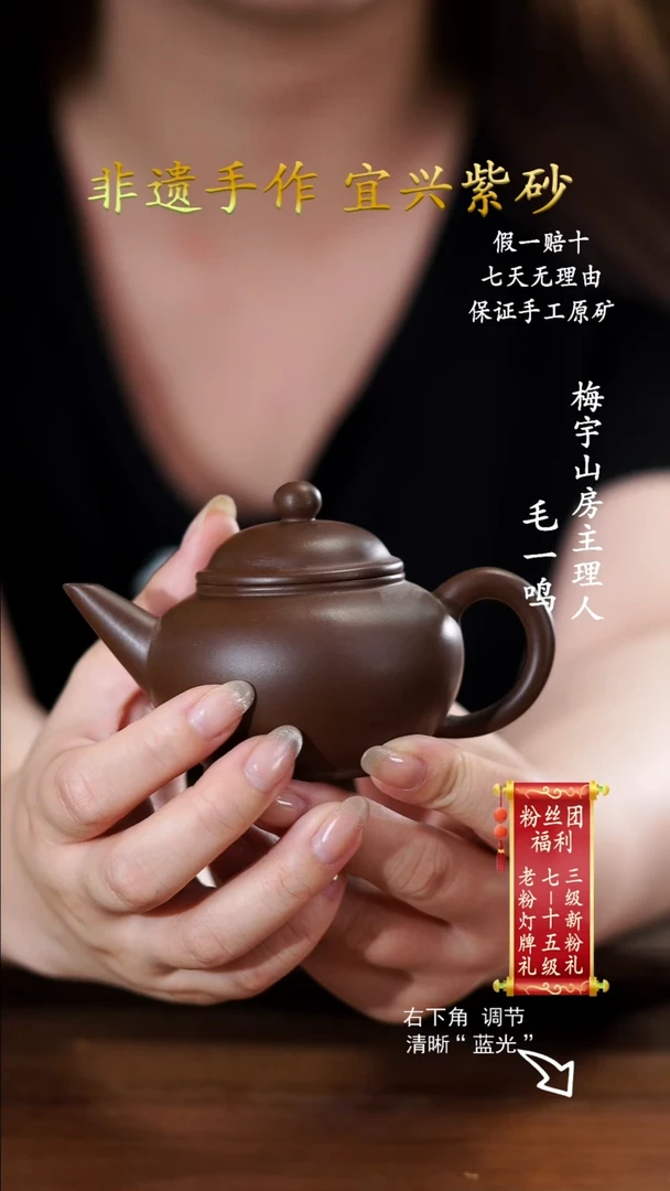 紫砂天然0添加紫泥-水平壶150cc左右