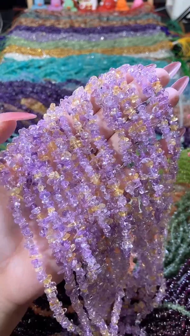 水晶珠宝半成品未镶嵌小紫黄晶
