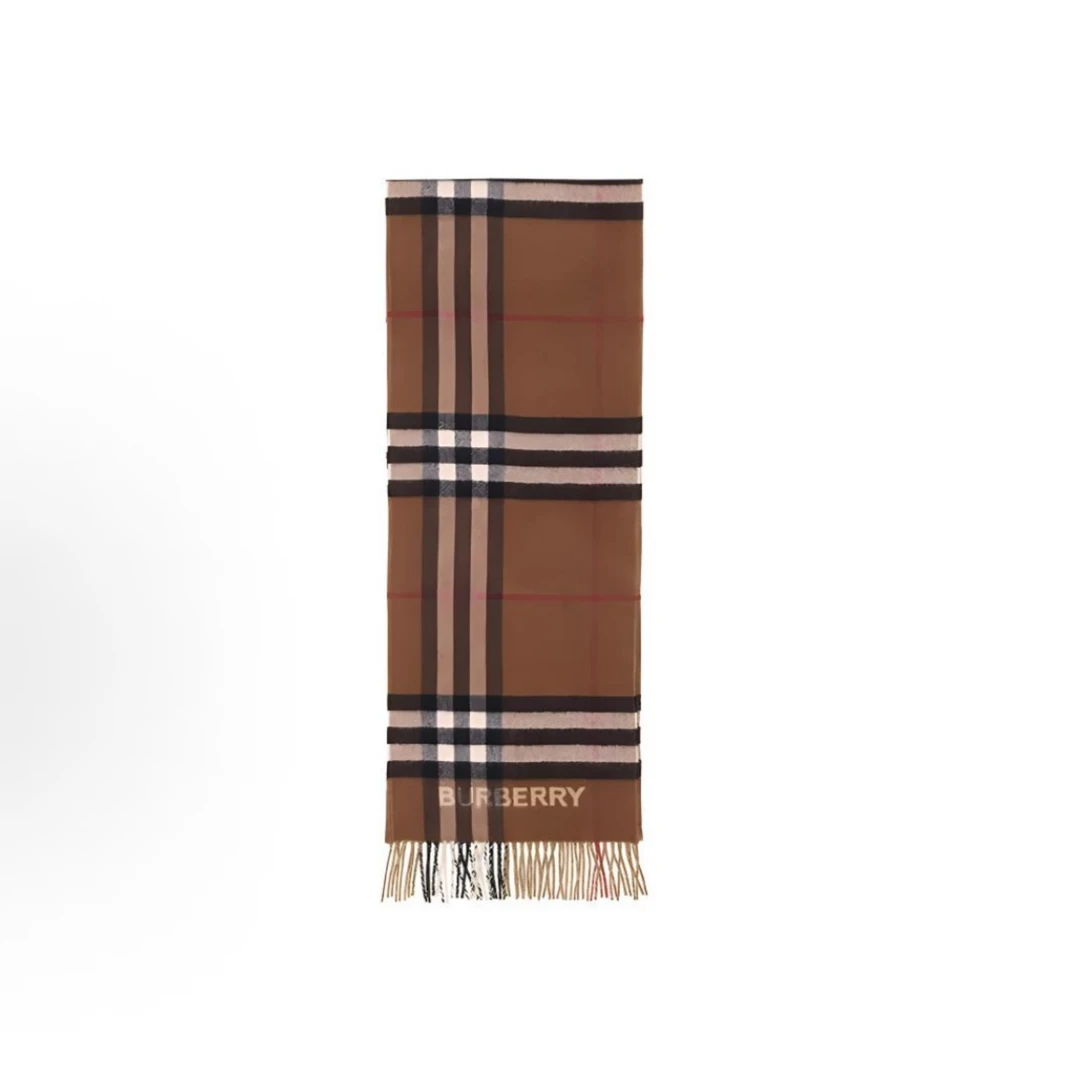 BURBERRY格纹羊绒围巾 男女同款 棕色