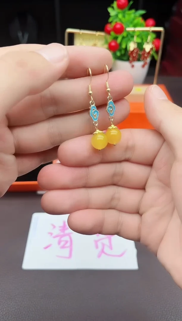 玛瑙/玉髓耳饰银S925镶嵌533000