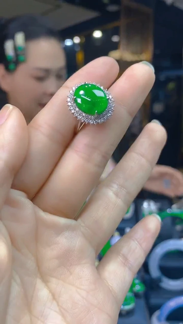 银S925镶嵌戒指翡翠005(多样性发货发其一)